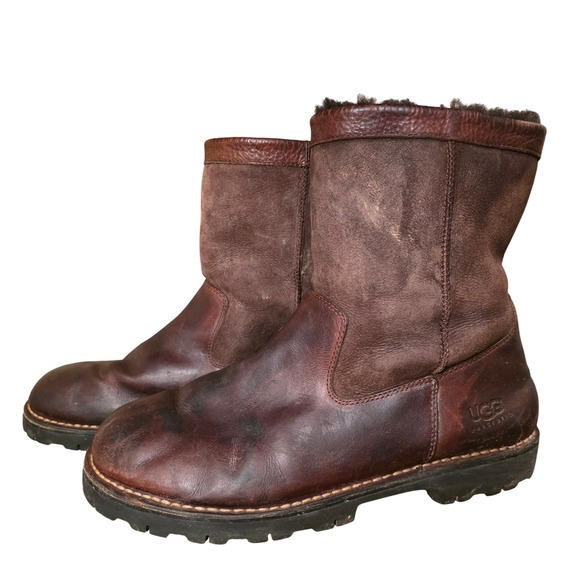Vintage UGG Australia Men Merrick Brown Leather Suede Shearling Boots 5143 Sz 15